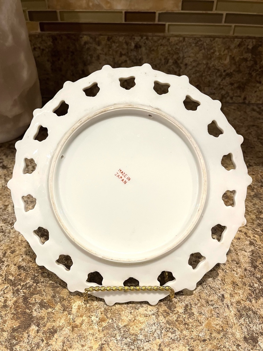 Vintage Decorative 'Mother' Floral Porcelain Plate - White and Blue - Picture 5 of 7
